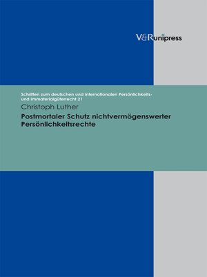 cover image of Postmortaler Schutz nichtvermögenswerter Persönlichkeitsrechte